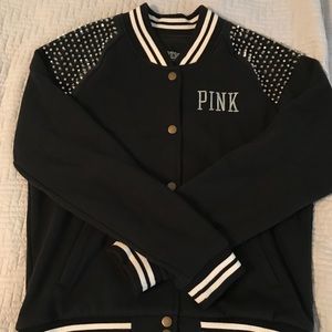 VS PINK Black Studded Varsity Jacket